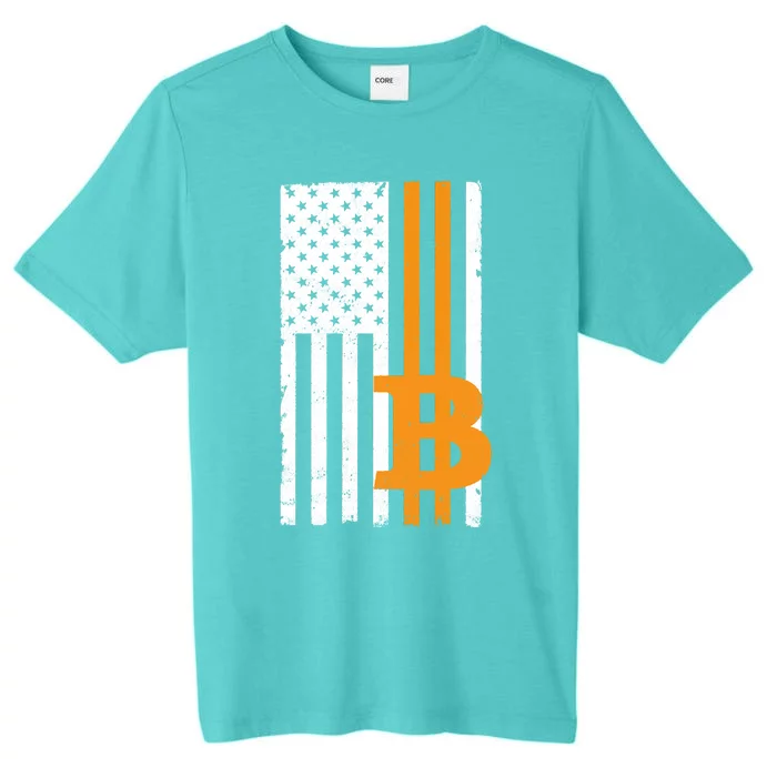 Vintage Bitcoin BTC USA Flag Crypto Currency Traders Bitcoin ChromaSoft Performance T-Shirt