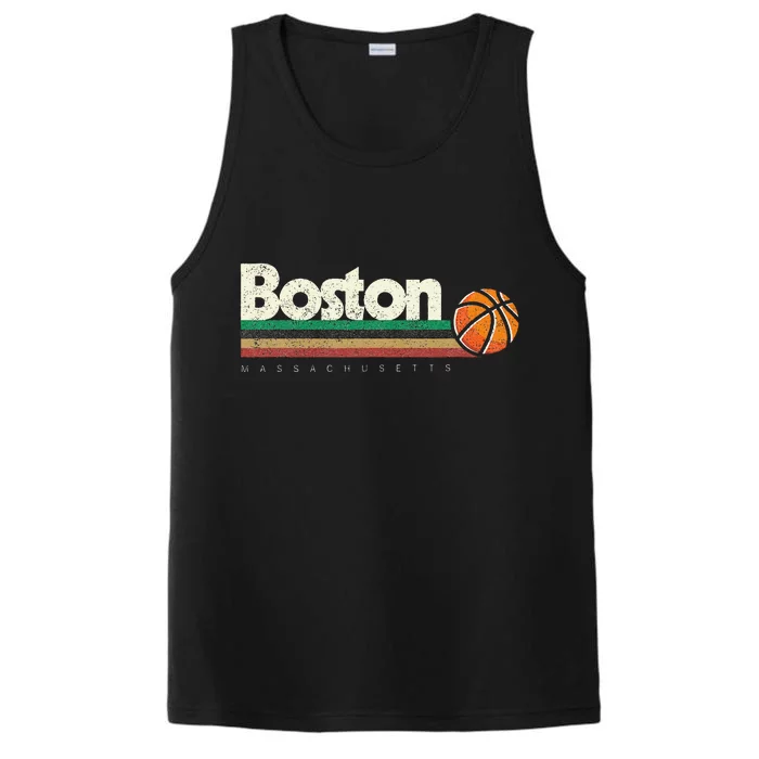 Vintage Basketball Boston City BBall Retro Stripes Performance Tank