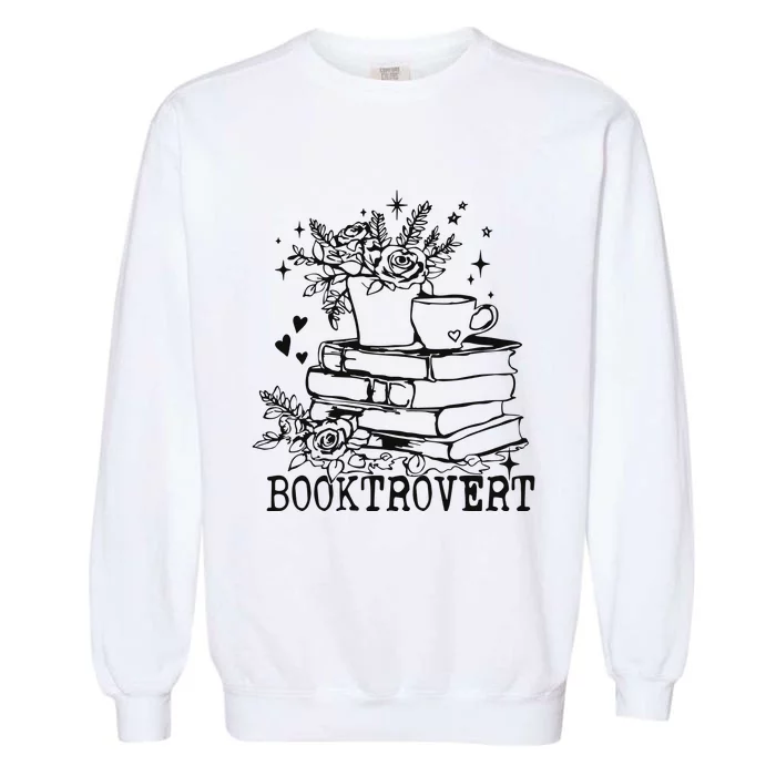 Vintage Booktrovert Book Lover Gift For Librarian Garment-Dyed Sweatshirt