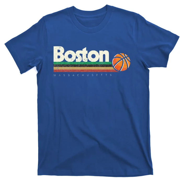 Vintage Basketball Boston City B-Ball Retro Stripes T-Shirt