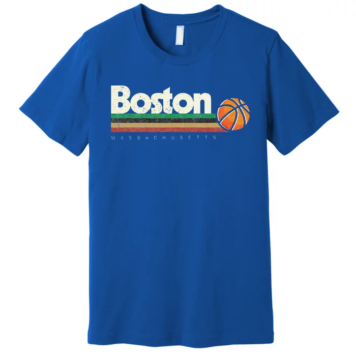 Vintage Basketball Boston City B-Ball Retro Stripes Premium T-Shirt