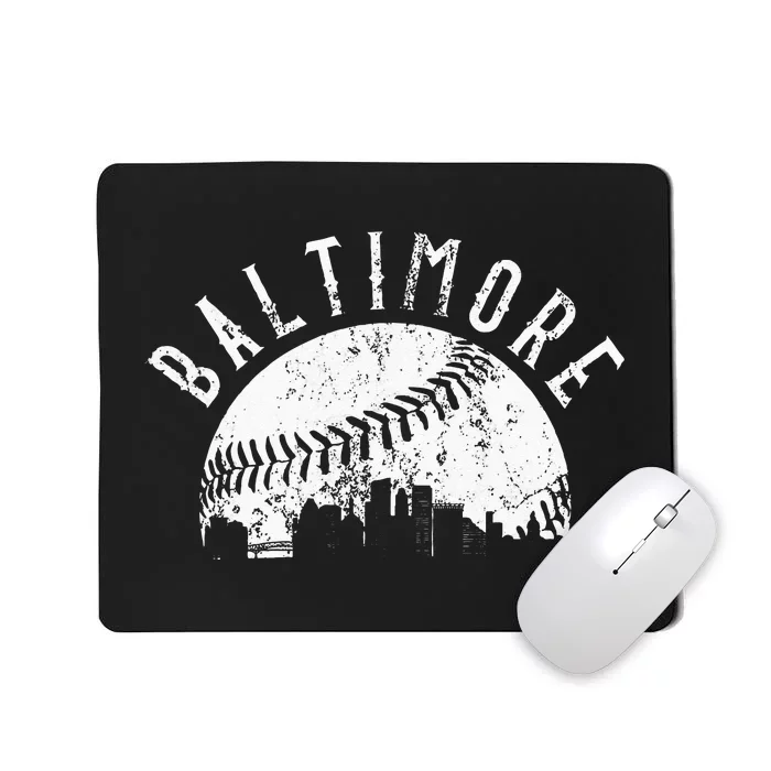 Vintage Baseball Baltimore Maryland Skyline Apparel Mousepad