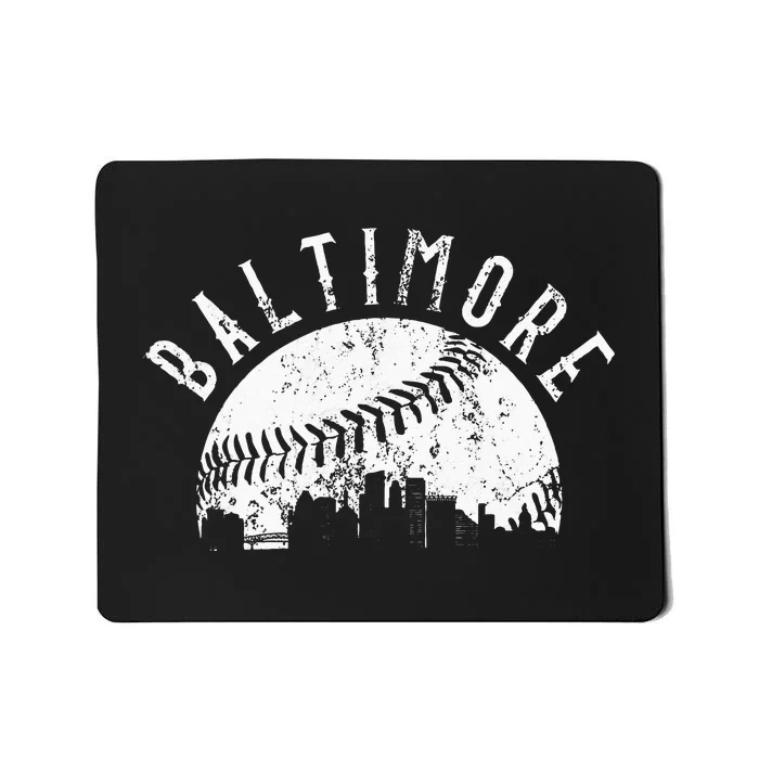 Vintage Baseball Baltimore Maryland Skyline Apparel Mousepad