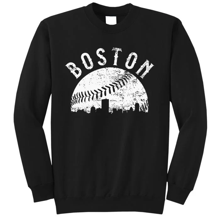 Vintage Baseball Boston Massachusetts Skyline Apparel Tall Sweatshirt