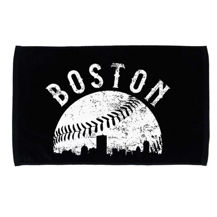 Vintage Baseball Boston Massachusetts Skyline Apparel Microfiber Hand Towel