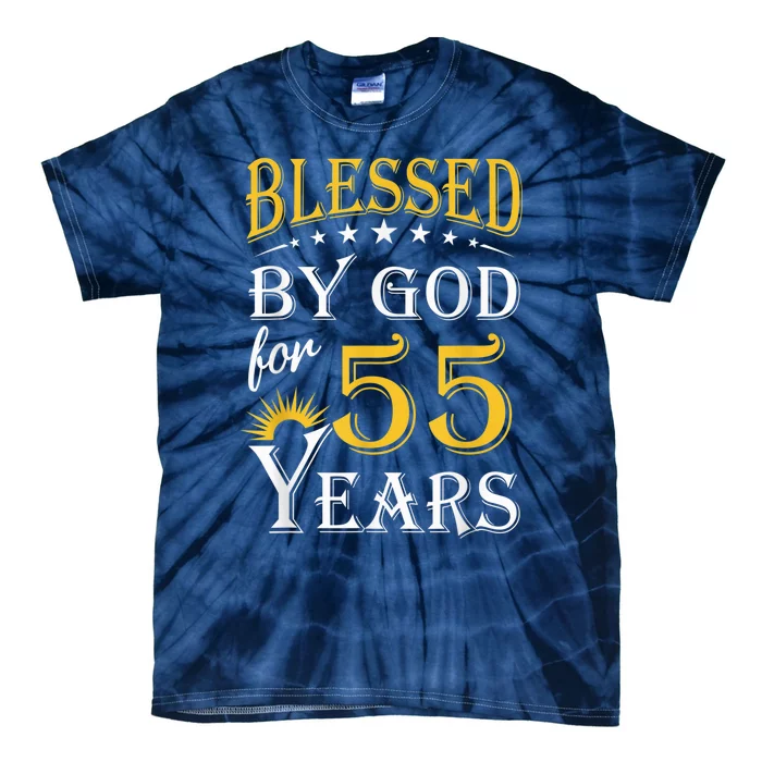 Vintage Blessed by God for 55 years Happy 55th Birthday Tie-Dye T-Shirt