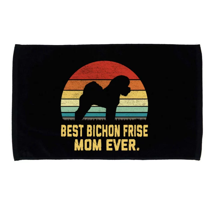 Vintage Best Bichon Frise Mom Ever Gift Microfiber Hand Towel