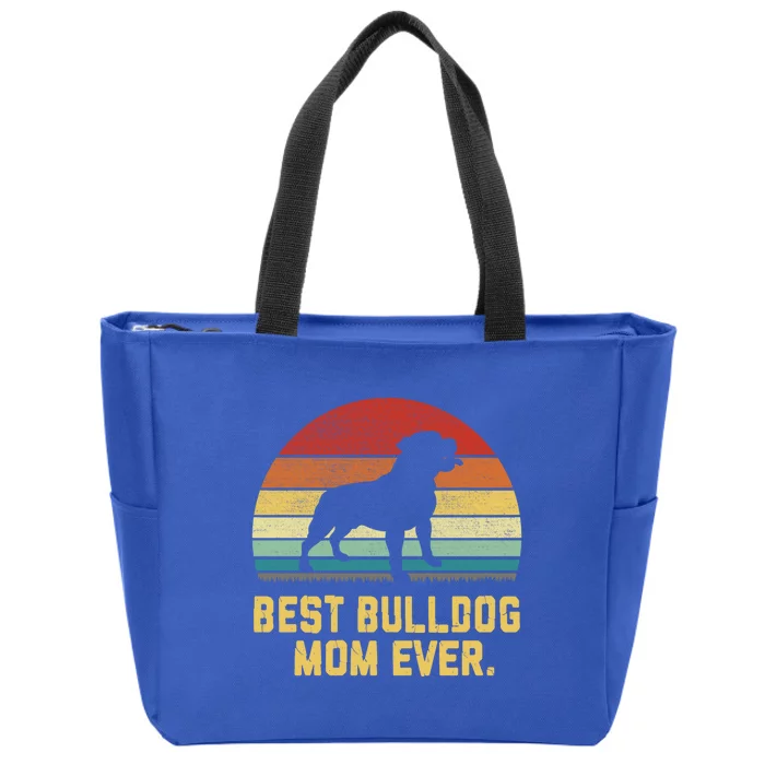 Vintage Best Bulldog Mom Ever Meaningful Gift Zip Tote Bag