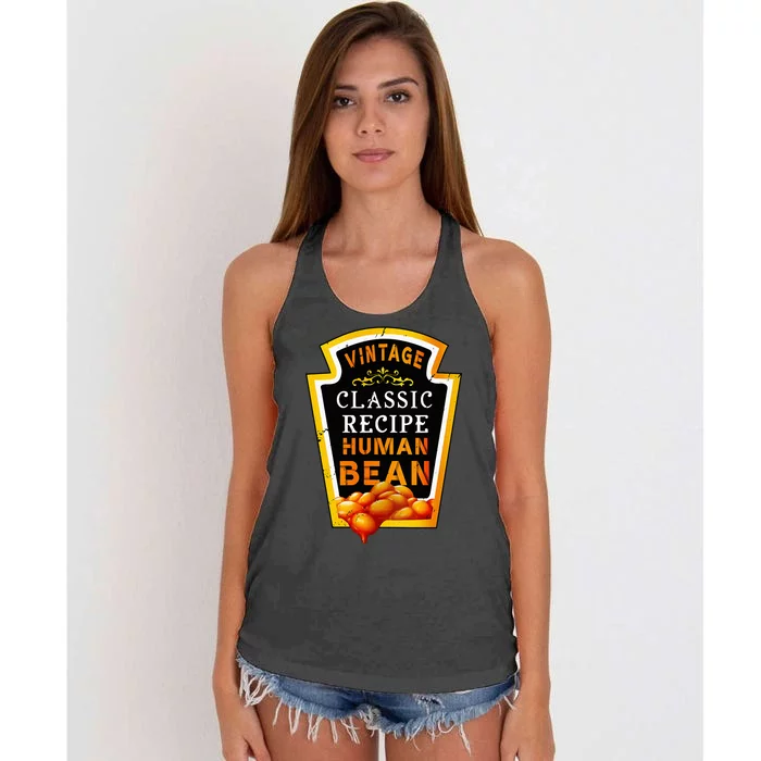 Vintage Baked Beans Lover Human Bean Costume Women's Knotted Racerback Tank