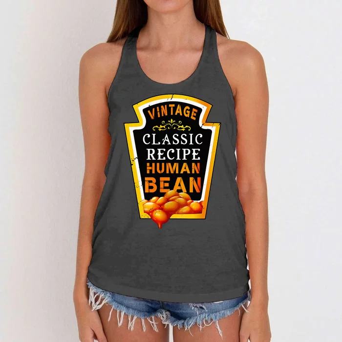 Vintage Baked Beans Lover Human Bean Costume Women's Knotted Racerback Tank