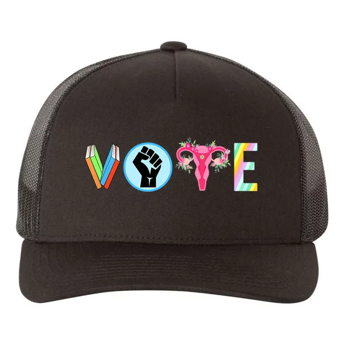 Vote Banned Books Fist Ovaries Lgtbq Human Rights & Gay Rights Lgbtq Ally +Pride Yupoong Adult 5-Panel Trucker Hat