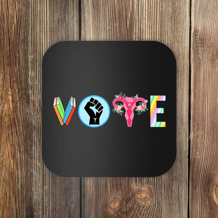 Vote Banned Books Fist Ovaries Lgtbq Human Rights & Gay Rights Lgbtq Ally +Pride Coaster