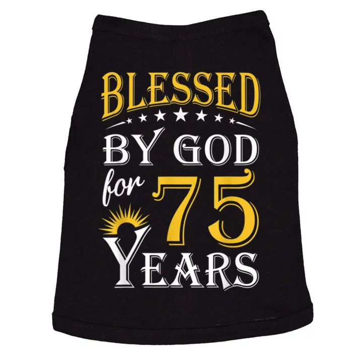 Vintage Blessed by God for 75 years Happy 75th Birthday Doggie Tank