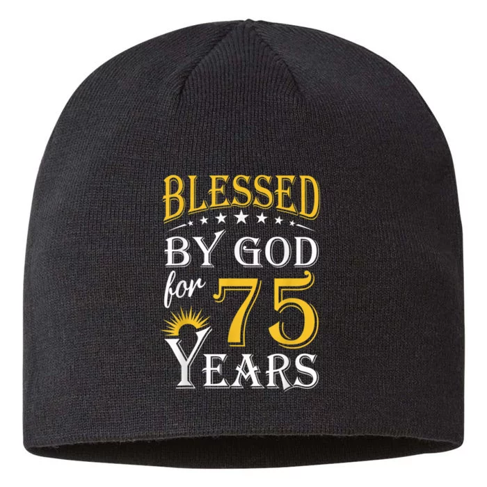 Vintage Blessed by God for 75 years Happy 75th Birthday 8 1/2in Sustainable Knit Beanie