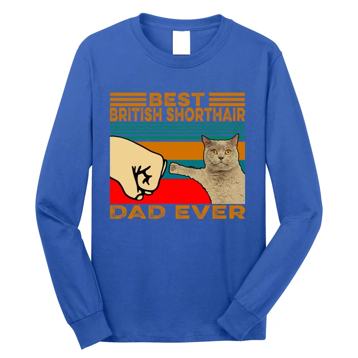 Vintage Best British Shorthair Cat Dad Ever Cool Gift Long Sleeve Shirt