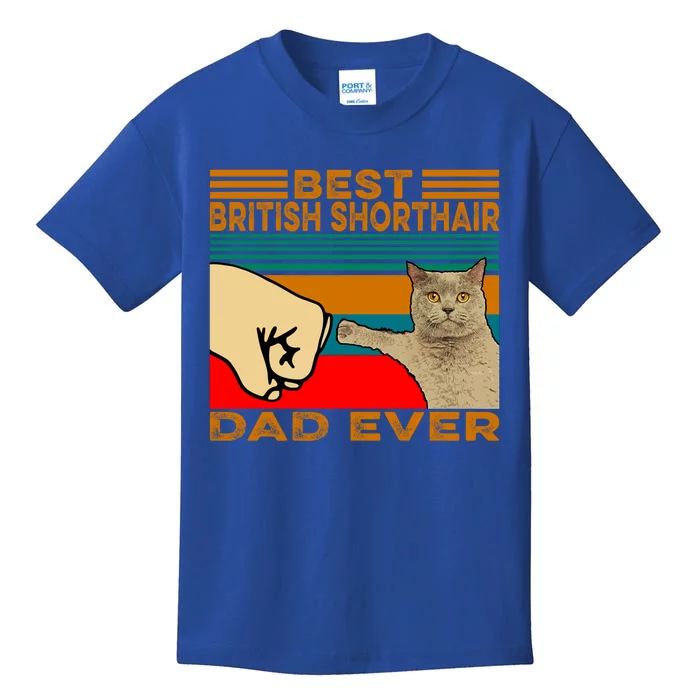 Vintage Best British Shorthair Cat Dad Ever Cool Gift Kids T-Shirt