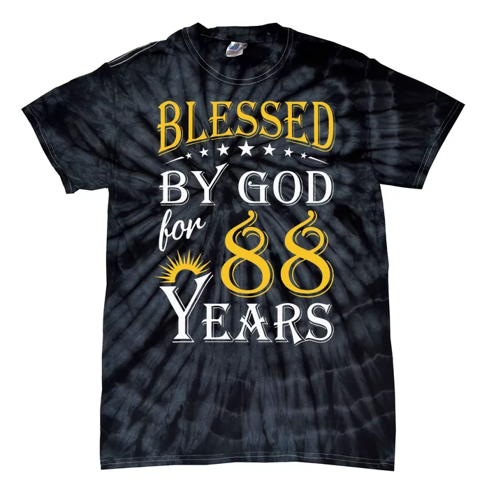 Vintage Blessed by God for 88 years Happy 88th Birthday Tie-Dye T-Shirt