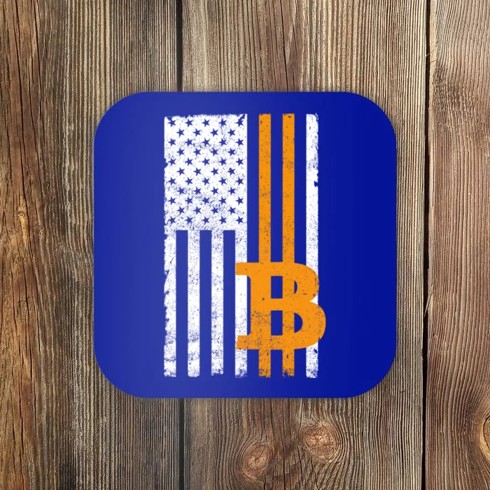 Vintage Bitcoin BTC USA Flag Crypto Currency Traders Bitcoin Coaster