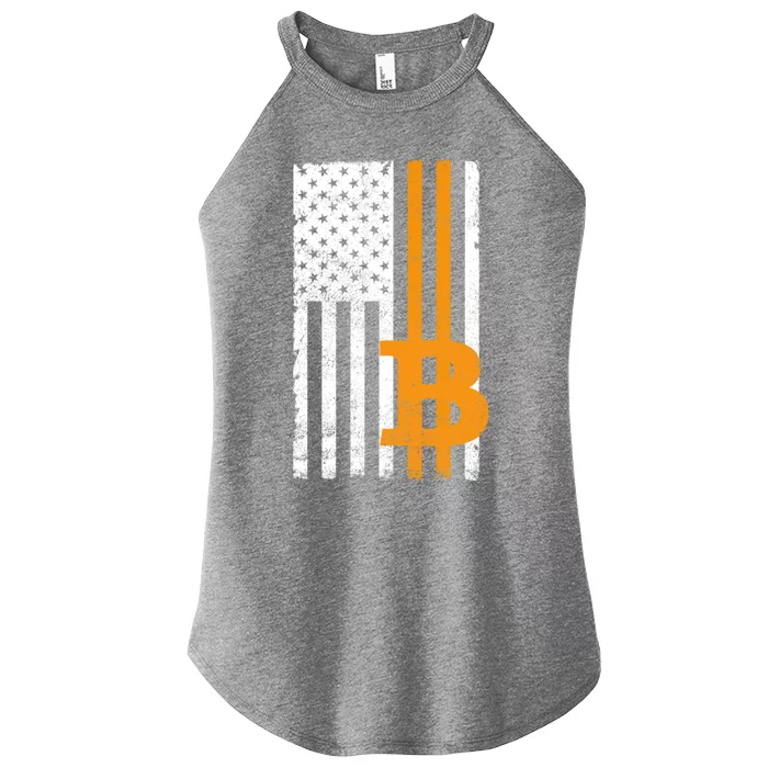 Vintage Bitcoin BTC USA Flag Crypto Currency Traders Bitcoin Women’s Perfect Tri Rocker Tank