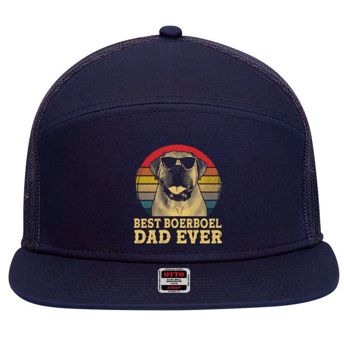 Vintage Best Boerboel Dad Ever Dog Lovers Gift 7 Panel Mesh Trucker Snapback Hat