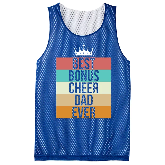 Vintage Best Bonus Cheer Dad Ever Retro Cheerleader Father Gift Mesh Reversible Basketball Jersey Tank