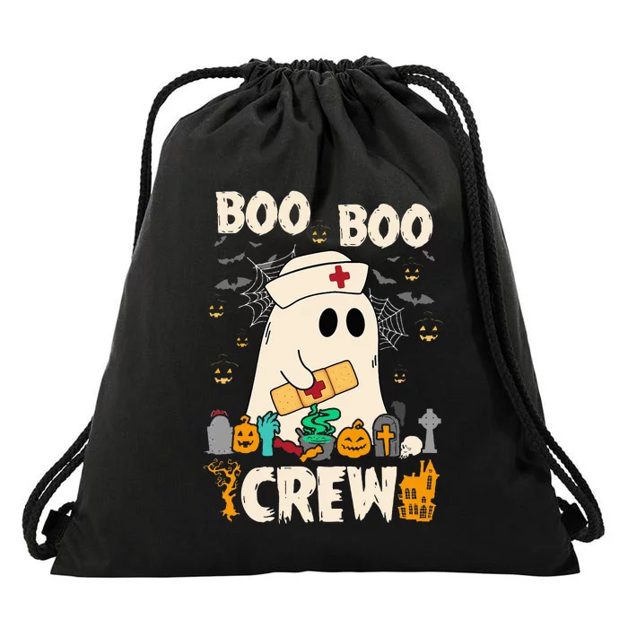 Vintage Boo Boo Crew Nurse Ghost Funny Halloween Costume Drawstring Bag