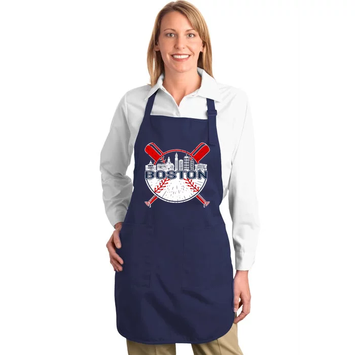 Vintage Boston Baseball For And Wo Full-Length Apron With Pocket