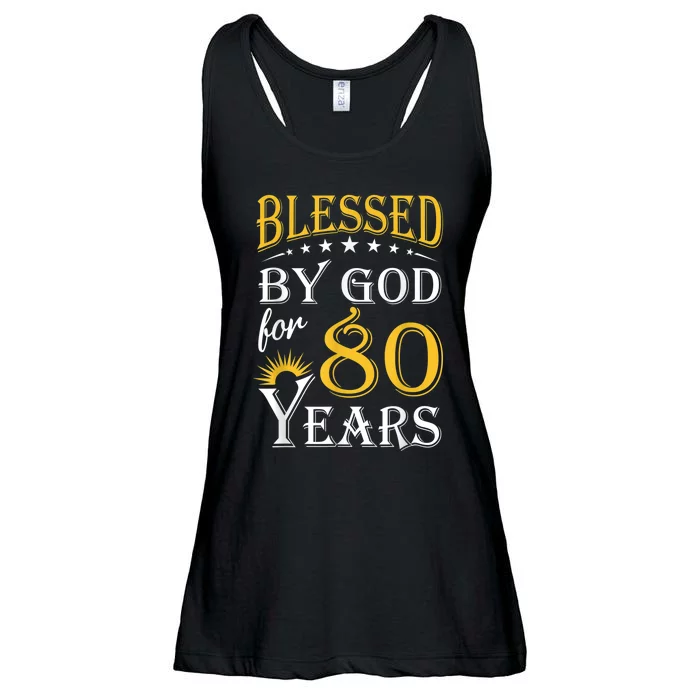 Vintage Blessed by God for 80 years Happy 80th Birthday Ladies Essential Flowy Tank