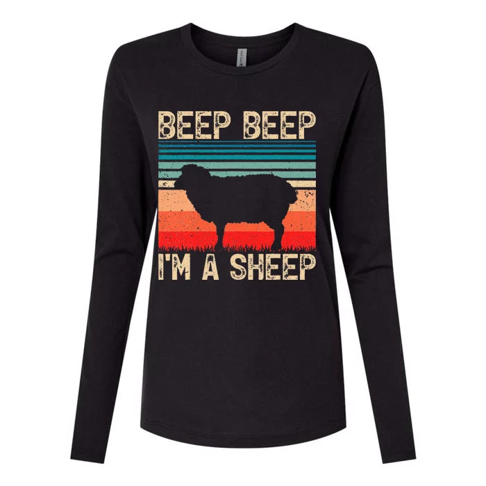 Vintage Beep Beep I'm A Sheep Retro Sheep Farmer Womens Cotton Relaxed Long Sleeve T-Shirt