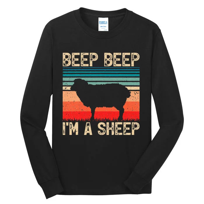 Vintage Beep Beep I'm A Sheep Retro Sheep Farmer Tall Long Sleeve T-Shirt