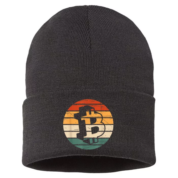 Vintage BTC Bitcoin Logo Sustainable Knit Beanie