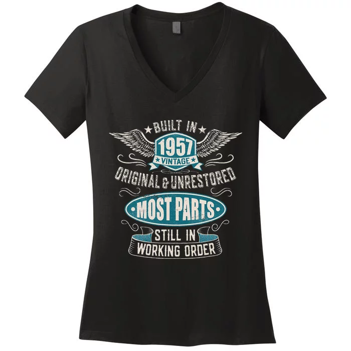 Vintage Birthday Born In 1957 Built In The 50s Women's V-Neck T-Shirt