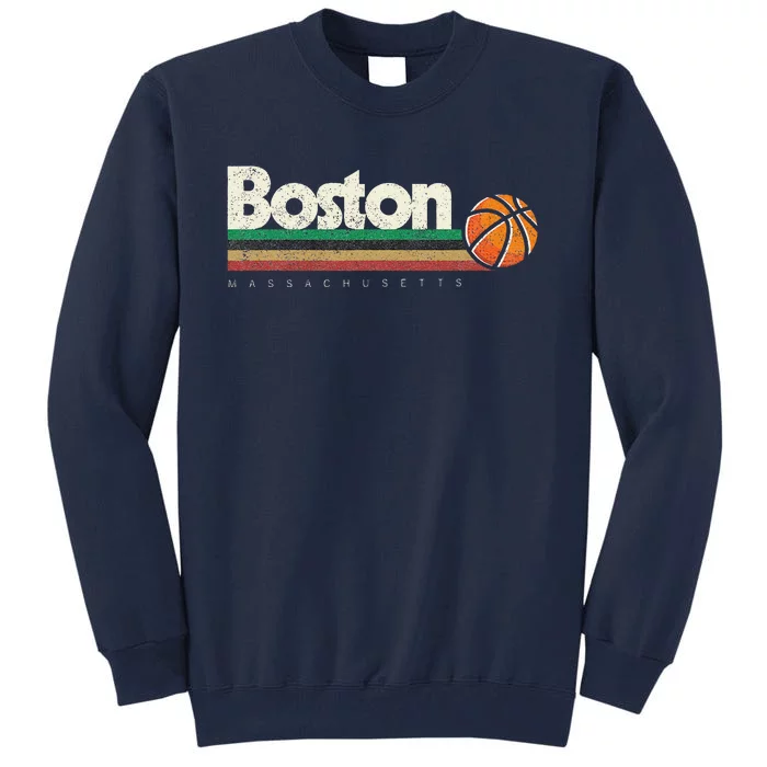 Vintage Basketball Boston City Bball Retro Stripes Tall Sweatshirt