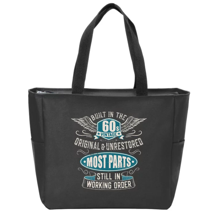 Vintage Birthday Born In 1960 Built In The 60s Zip Tote Bag