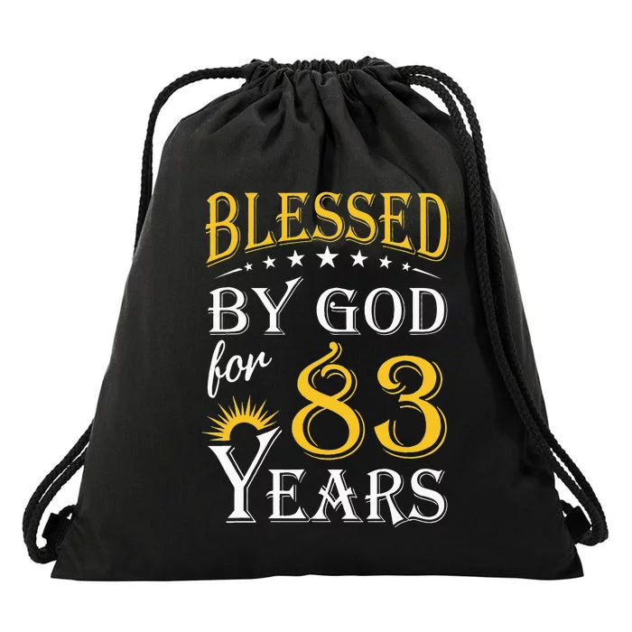 Vintage Blessed by God for 83 years Happy 83rd Birthday Drawstring Bag