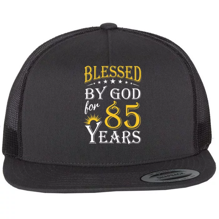 Vintage Blessed by God for 85 years Happy 85th Birthday Flat Bill Trucker Hat