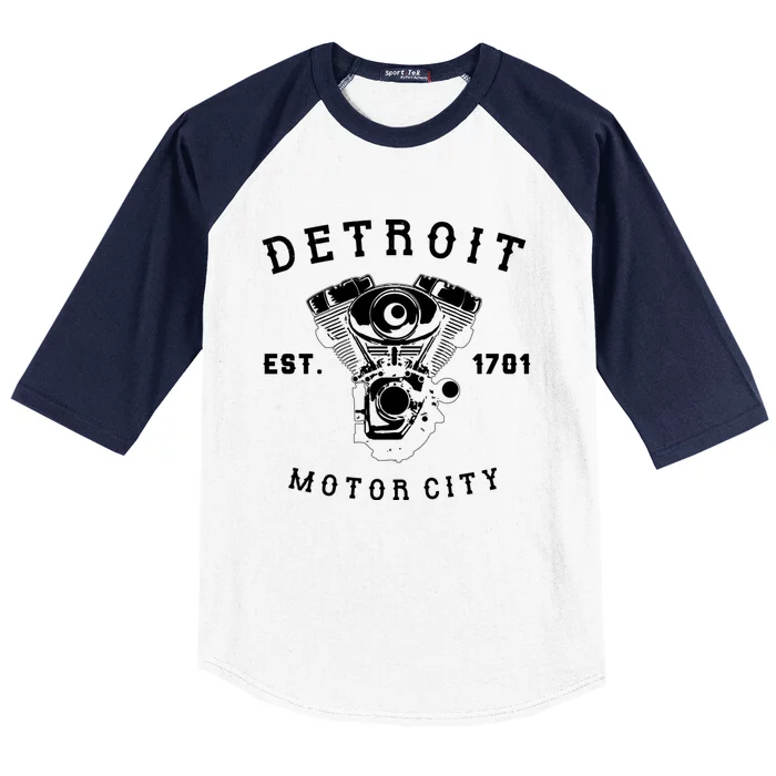 Vintage Big Block Detroit Motor City Michigan Car Enthusiast Cool Gift Baseball Sleeve Shirt