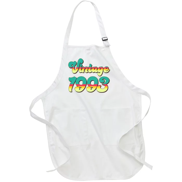 Vintage Bright Colors 1993 30th Birthday Full-Length Apron With Pocket