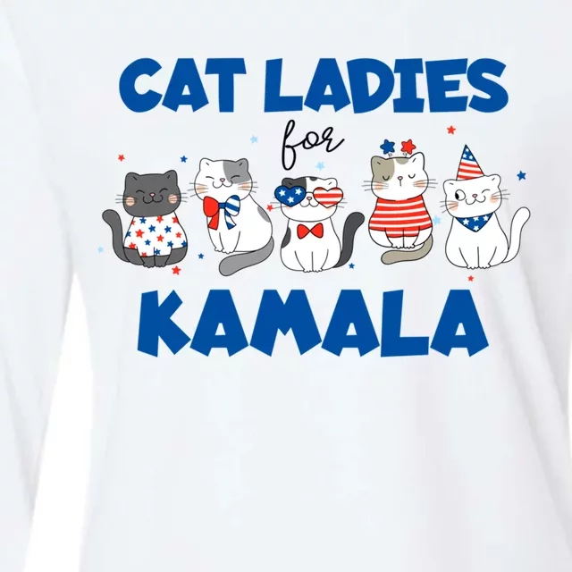 Vote Blue Cat Ladies For Kamala 2024 Presidential Election Cute Gift Womens Cotton Relaxed Long Sleeve T-Shirt