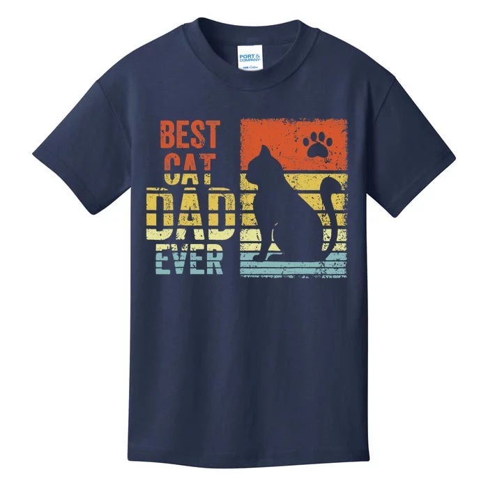 Vintage Best Cat Dad Ever Funny Cat Daddy Fathers Day Kids T-Shirt