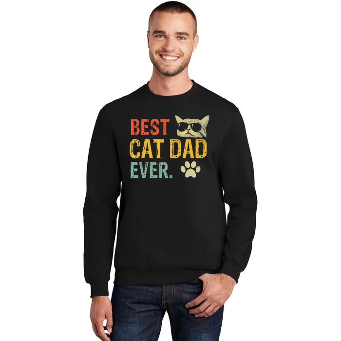 Vintage Best Cat Dad Ever Cat Daddy Gift Tall Sweatshirt