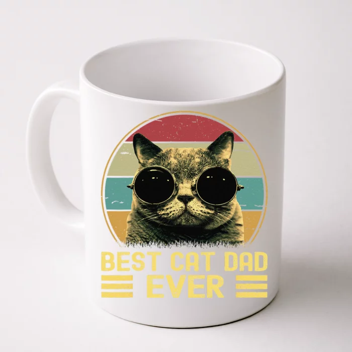 Vintage Best Cat Dad Ever Funny Cat Daddy Father Day Front & Back Coffee Mug