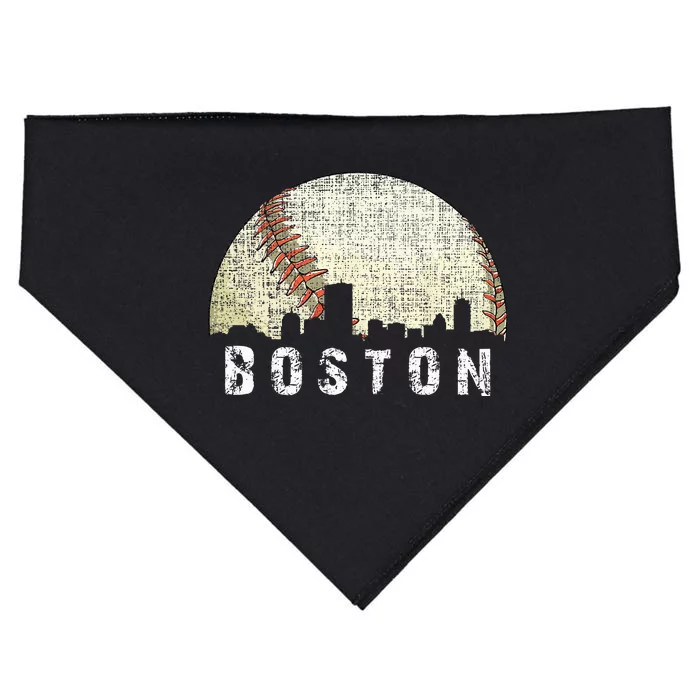 Vintage Boston Cityscape Baseball Lover Men Women Kids USA-Made Doggie Bandana