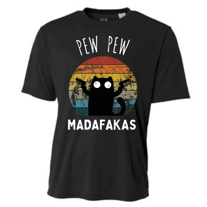 Vintage Black Cat Pew Pew Madafakas Cooling Performance Crew T-Shirt