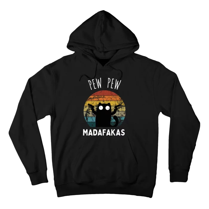 Vintage Black Cat Pew Pew Madafakas Hoodie