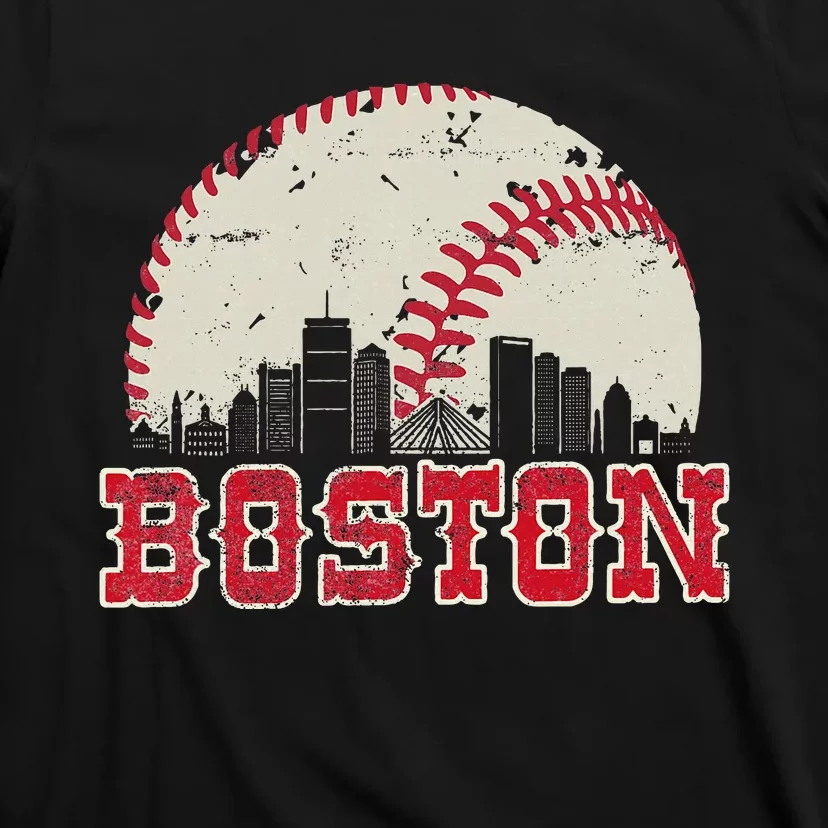 Vintage Boston Cityscape Baseball Lover T-Shirt