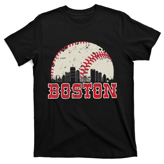 Vintage Boston Cityscape Baseball Lover T-Shirt