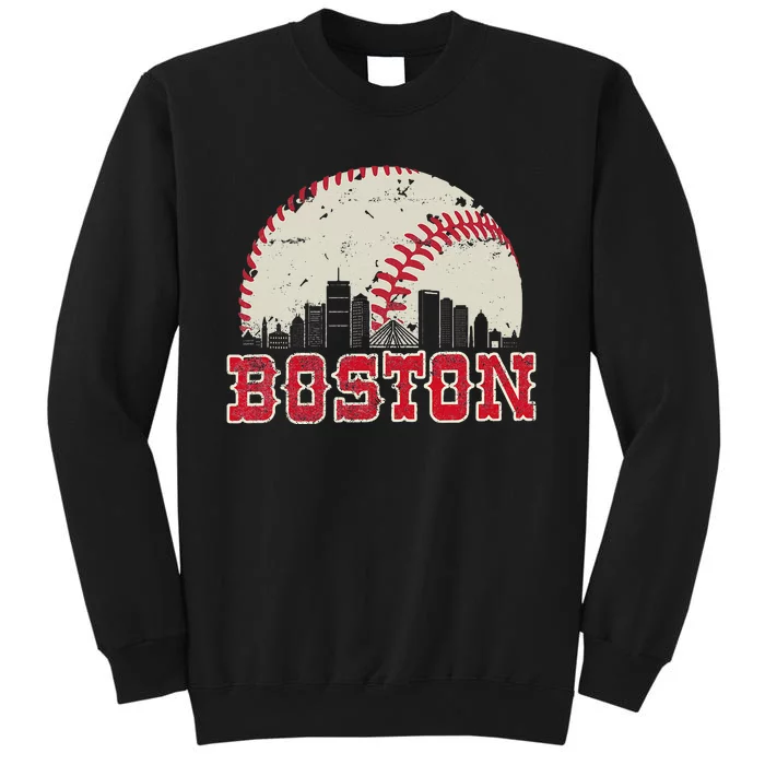 Vintage Boston Cityscape Baseball Lover Tall Sweatshirt