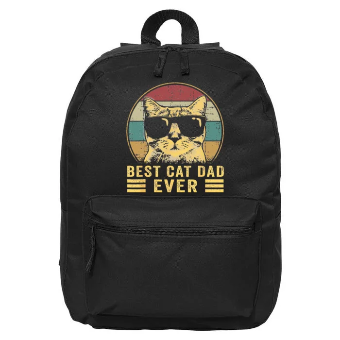 Vintage Best Cat Dad Ever Bump Fi Funny Fathers Day 16 in Basic Backpack