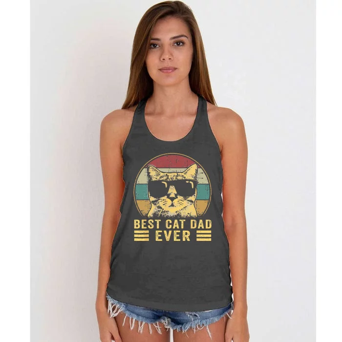 Vintage Best Cat Dad Ever Bump Fi Funny Fathers Day Women's Knotted Racerback Tank